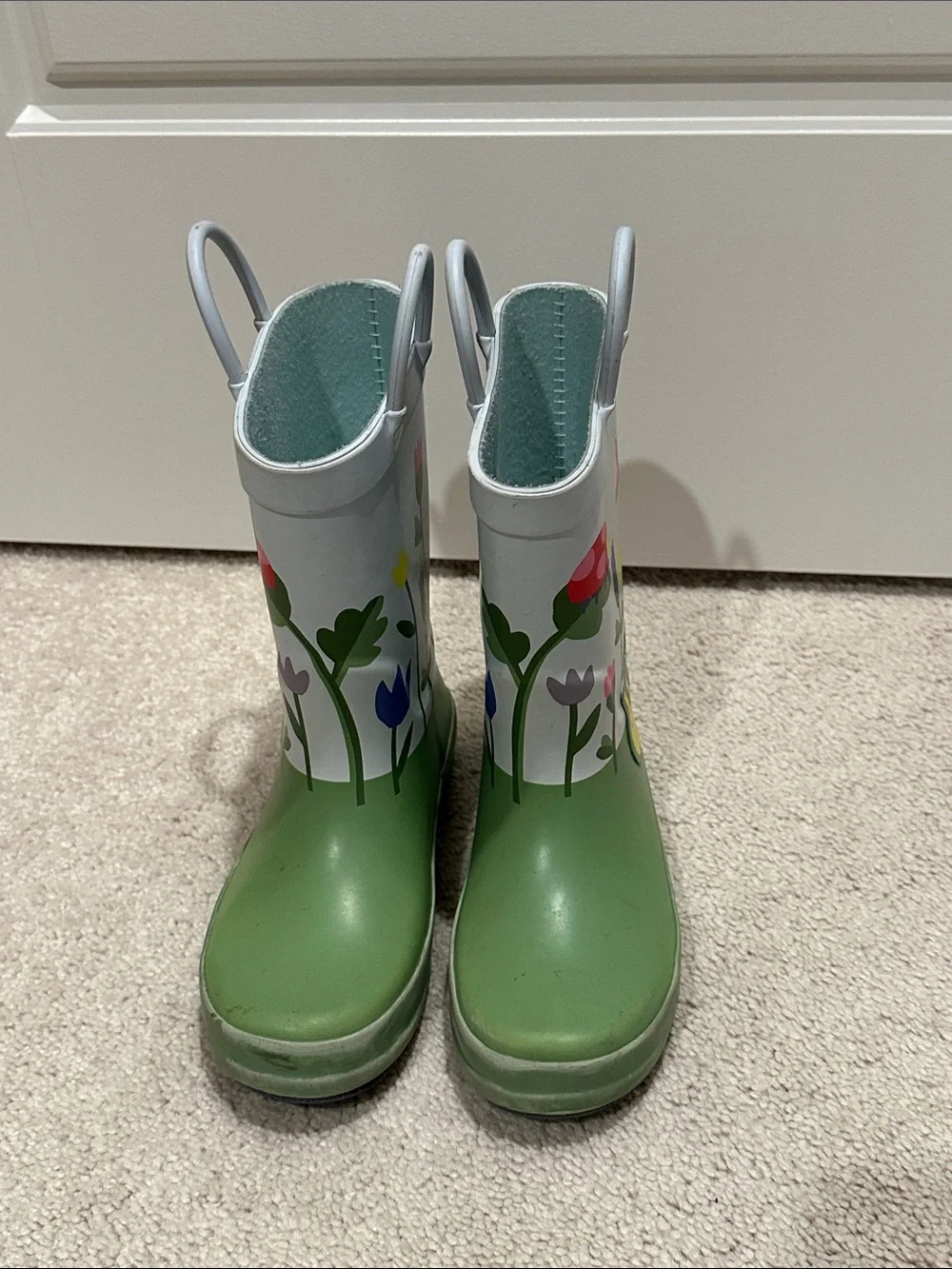 Cat & Jack Green Floral Pull-On Rain Boots for Kids